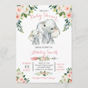Invitation Baby shower Elephant Safari,