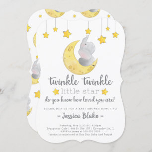 Invitation Baby shower éléphant "Twinkle Twinkle Little Star"