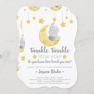 Invitation Baby shower éléphant "Twinkle Twinkle Little Star"