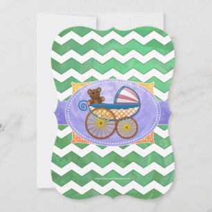 Invitation Baby shower Emerald Green Chevron