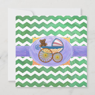 Invitation Baby shower Emerald Green Chevron
