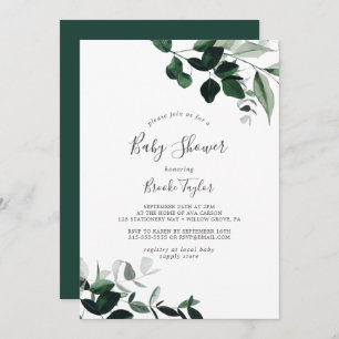 Invitation Baby shower Emerald Greenery