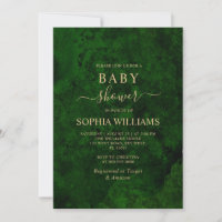 Baby shower Emerald Greenery & Gold Calligraphy