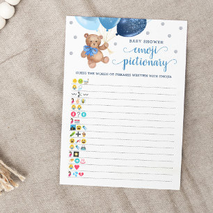 Invitation Baby shower Emoji Pictionary Jeu Teddy Bear Card