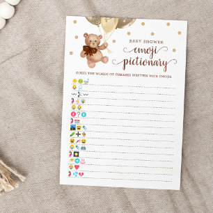 Invitation Baby shower Emoji Pictionary Jeu Teddy Bear Card
