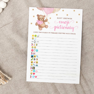 Invitation Baby shower Emoji Pictionary Jeu Teddy Bear Card