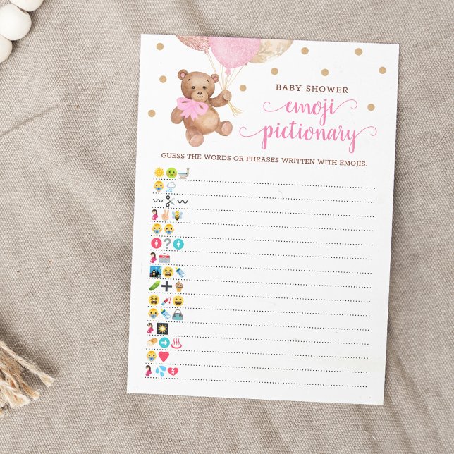 Invitation Baby shower Emoji Pictionary Jeu Teddy Bear Card (Créateur téléchargé)