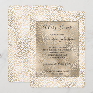 Invitation Baby shower Empreinte de léopard de bronze or