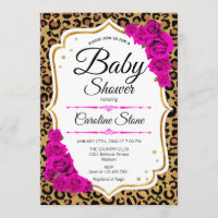 Baby shower - Empreinte de léopard d'or rose