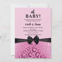 Baby shower Empreinte de léopard en verre rose fon