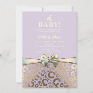 Invitation Baby shower Empreinte de léopard Lavender Gold Cre