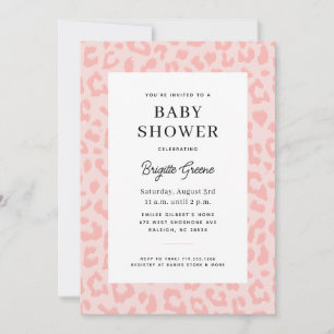 Invitation Baby shower Empreinte de léopard rose