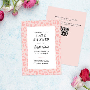 Invitation Baby shower Empreinte de léopard rose