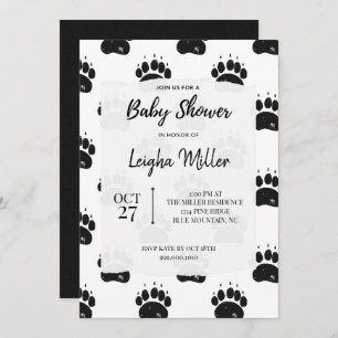 Invitation Baby shower Empreinte de patte de l'ours des bois