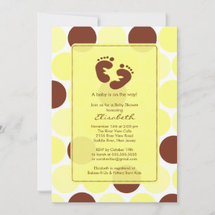 Invitation Baby shower Empreinte Pois jaunes