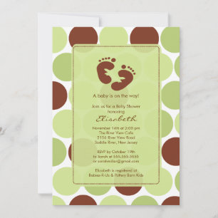 Invitation Baby shower Empreinte Pois verts