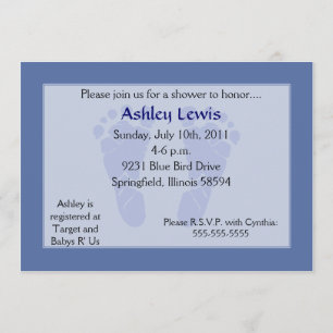 Invitation Baby shower Empreintes - Bleu