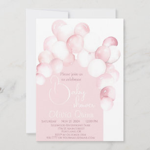 Invitation Baby shower en arc de ballons roses