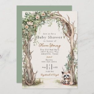 Invitation Baby shower en arche en bois rustique
