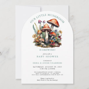 Invitation Baby shower en bois des champignons Whimsical ench