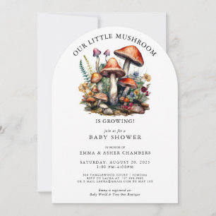 Invitation Baby shower en bois des champignons Whimsical ench