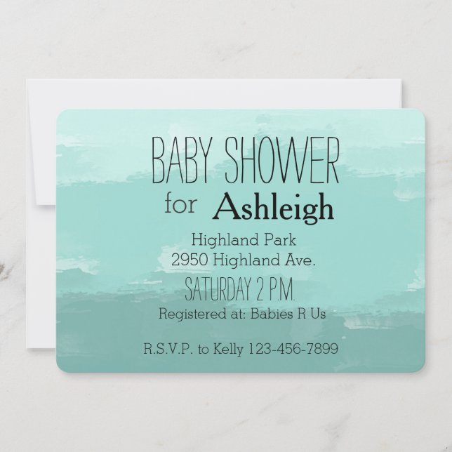Invitation Baby shower en bon état d'Ombre d'aquarelle (Devant)