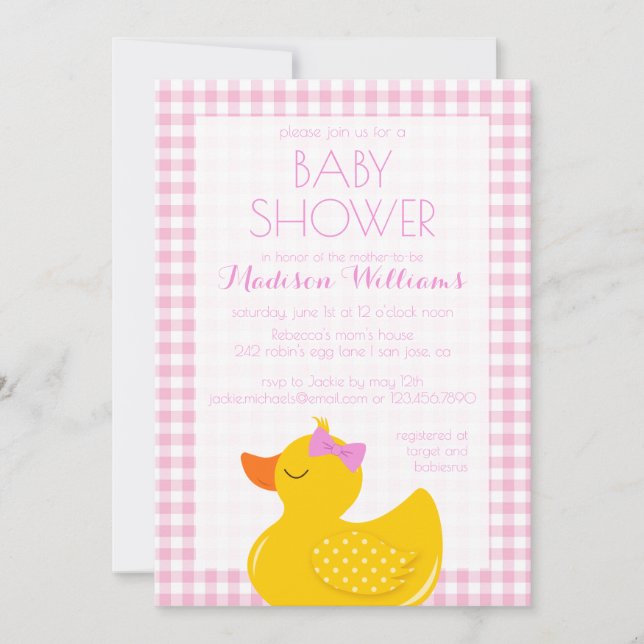 Invitation Baby shower en caoutchouc (Devant)