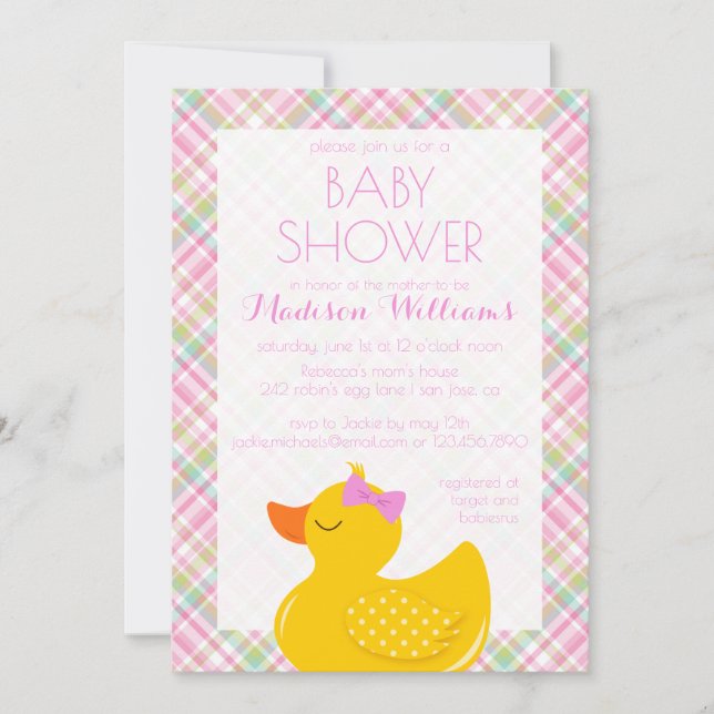 Invitation Baby shower en caoutchouc (Devant)