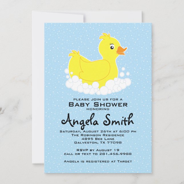 Invitation Baby shower en caoutchouc (Devant)