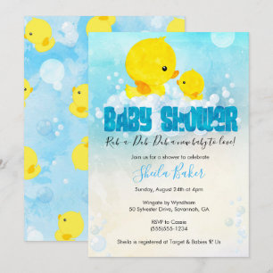 Invitation Baby shower en caoutchouc   Bain de Duc