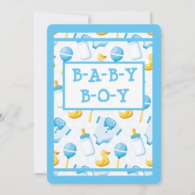 Invitation Baby shower en caoutchouc Duckie Blue Boy (Devant)