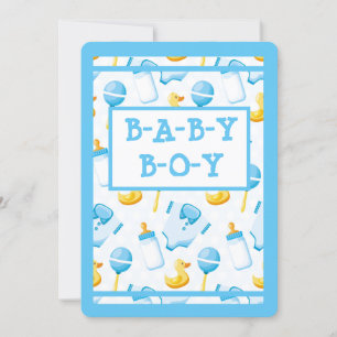 Invitation Baby shower en caoutchouc Duckie Blue Boy