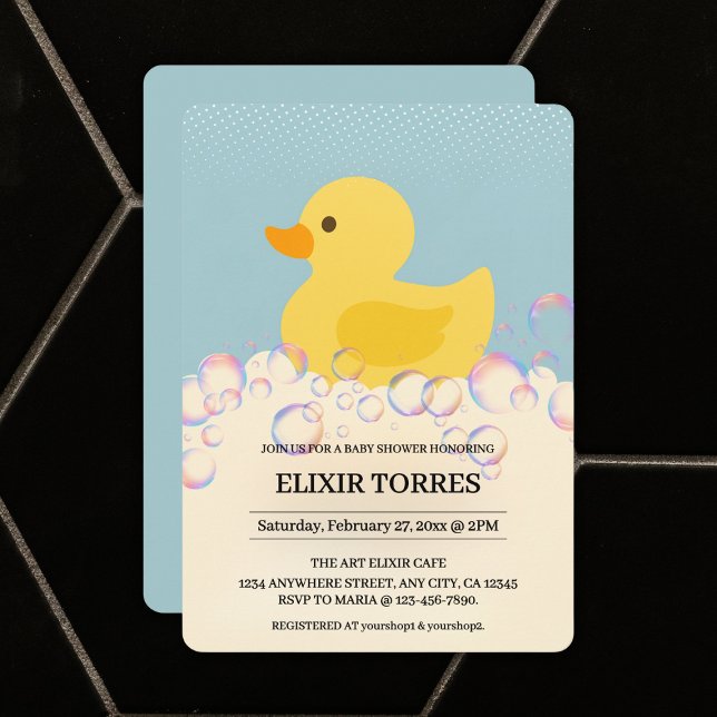 Invitation Baby shower en caoutchouc Ducky Bubbles (Créateur téléchargé)