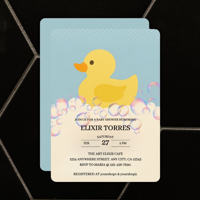 Invitation Baby shower en caoutchouc Ducky Bubbles (Créateur téléchargé)