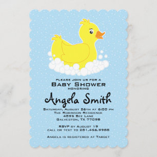 Invitation Baby shower en caoutchouc Ducky Scalloped