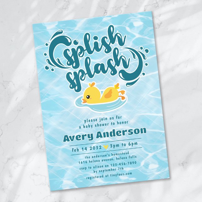 Invitation Baby shower en caoutchouc Ducky Splash (Créateur téléchargé)