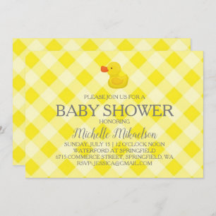 Invitation Baby shower en caoutchouc En vichy jaune