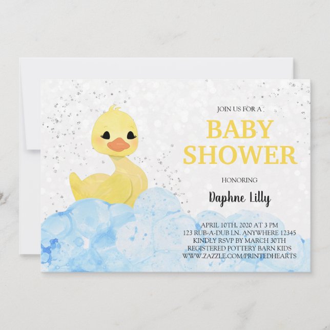 Invitation Baby shower en caoutchouc - Jaune bleu (Devant)