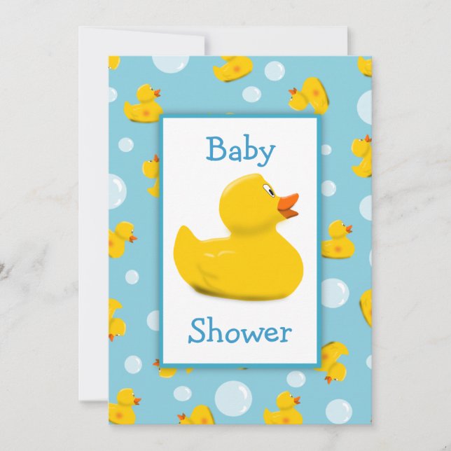 Invitation Baby shower en caoutchouc mignon et de bulles de (Devant)