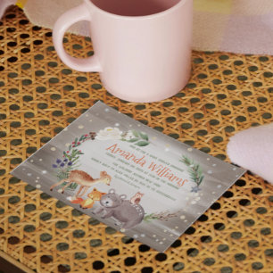 Invitation Baby shower en coton Berries, des amis de la forêt