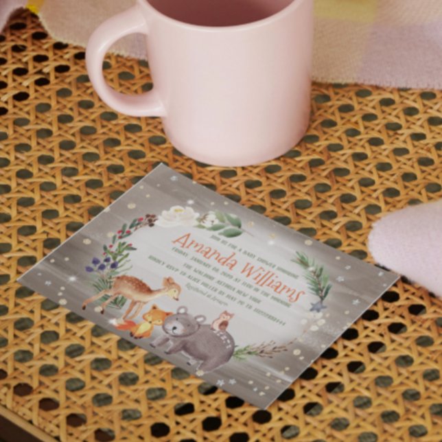 Invitation Baby shower en coton Berries, des amis de la forêt (Créateur téléchargé)