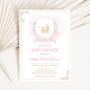 Invitation Baby shower en crête rose