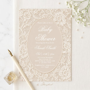 Invitation Baby Shower en dentelle