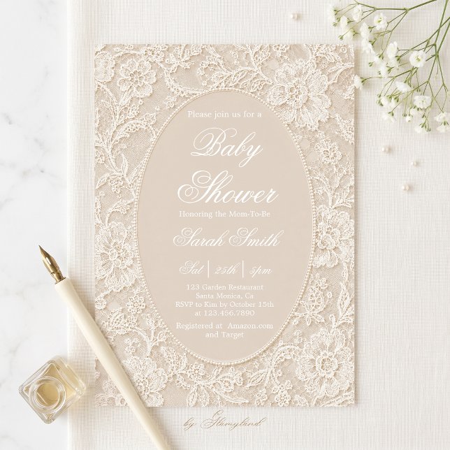 Invitation Baby Shower en dentelle  (Créateur téléchargé)