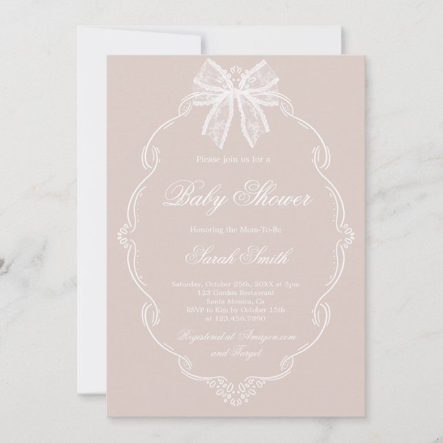 Invitation Baby-Shower en dentelle (Devant)