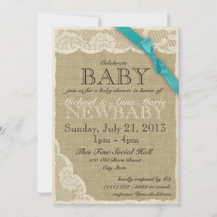 Invitation Baby shower en dentelle vintage et en cou