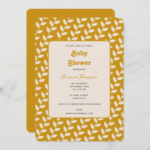 Invitation Baby shower en feuilles les années 70 rétro
