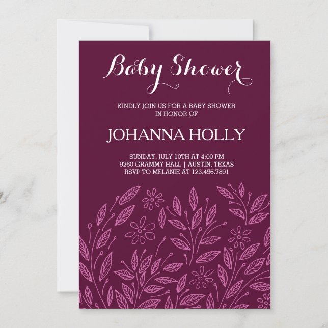 Invitation baby shower en fleur (Devant)
