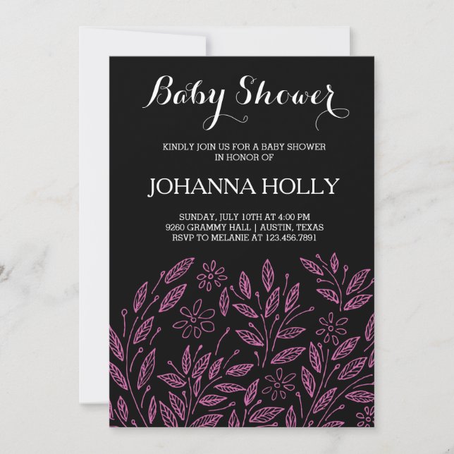 Invitation baby shower en fleur (Devant)