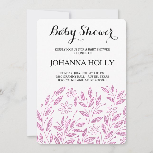 Invitation baby shower en fleur (Devant)